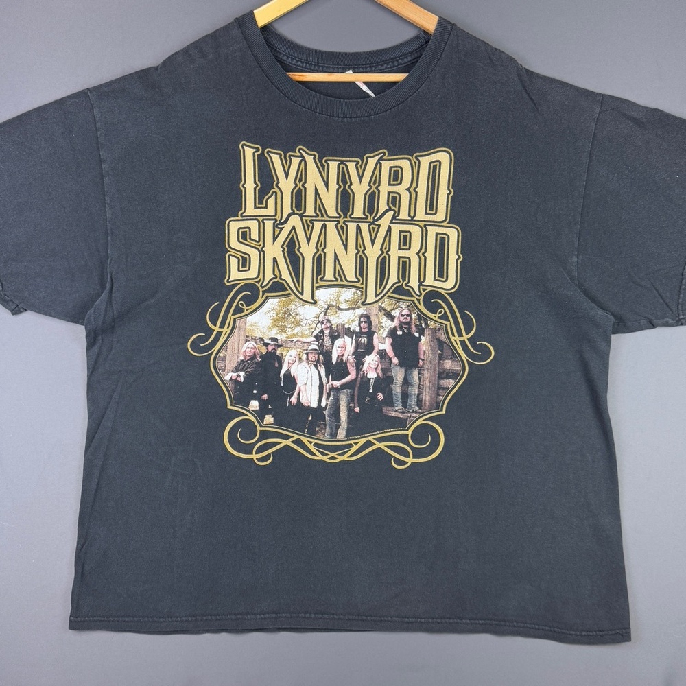 Vintage Y2K Lynyrd Skynyrd Band Tee Rock Promo Tour Concert Album Black 2XL Fade